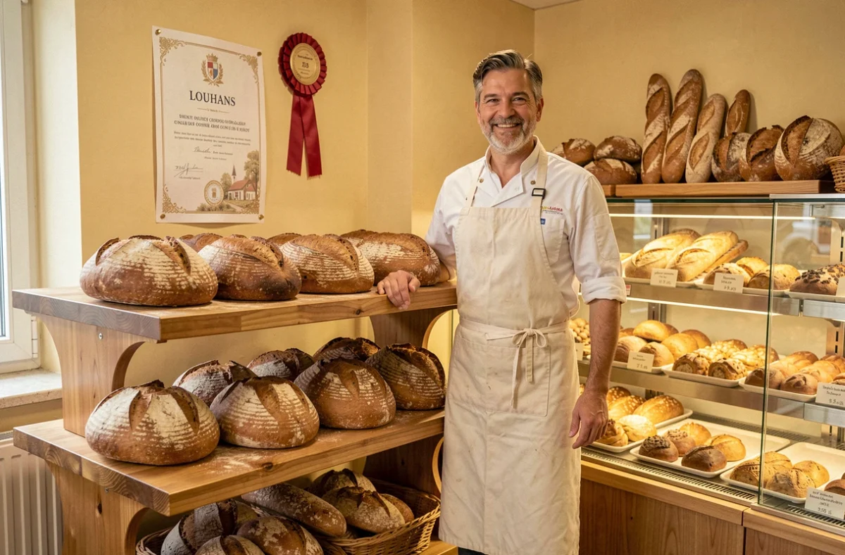 Boulanger primé et ses pains finalistes du concours régional à la Boulangerie Le Moulin à Louhans