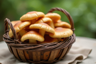 Champignons chanterelles fraîchement récoltés dans un panier en bois