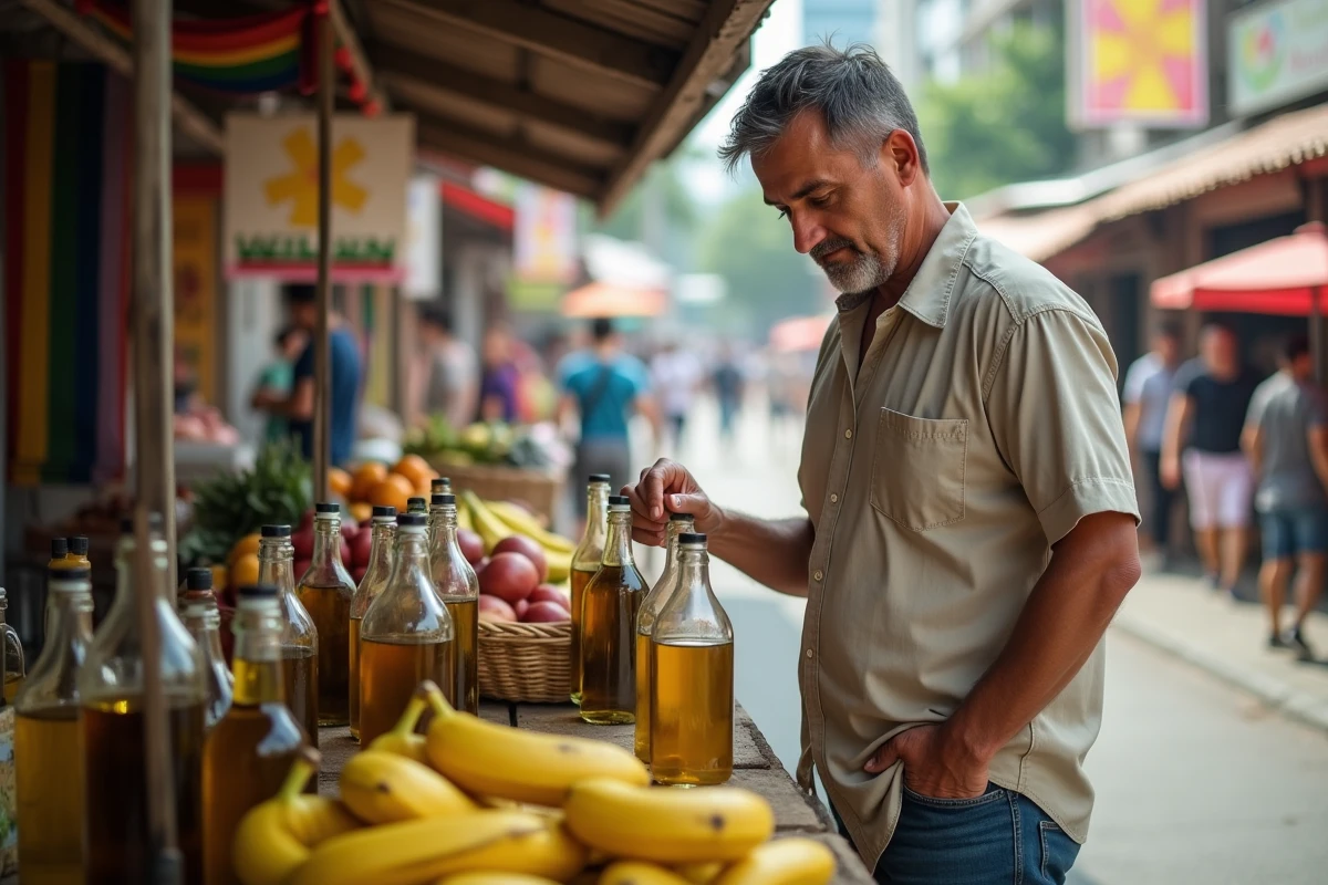Homme choisissant une bouteille d