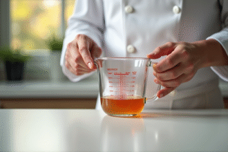 Mesure précise liquide dans un verre mesureur en cuisine