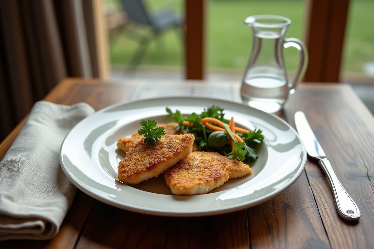 Table rustique avec assiette d